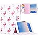 Produktbild Yokata Apple iPad Air 2 / iPad 6 Hülle Case Schutzhülle Tasche mit Standfunktion und Auto Sleep / Wake Up Funktion Slim Ultra Dünn Hochwertiges PU Leder Etui Ledertasche für iPad Air 2 / iPad 6 (9,7 Zoll) Tablet Etui - Roter Flamingo
