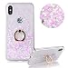 Produktbild Hart Hülle für iPhone XS Max,Diamant Flüssigkeit Handyhülle für iPhone XS Max,Moiky Luxuriös Süß 3D Lila Rosa Liebe Herzen Kristall Glitzer PC Klar Rückseite Hülle mit 360 Grad Ständer Ring Halterung
