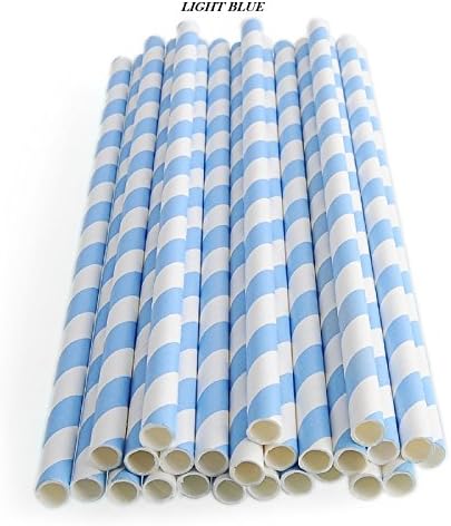 INFINTY UK QUALITY 25 PACK PAPER DRINKING STRAWS BIODEGRADABLE ORDER BEFORE 2PM SAME DAY DISPATCH UK FAST DELIVERY (LIGHT BLUE STRIPE)