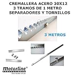 3 metros cremallera acero cincado 30x12
