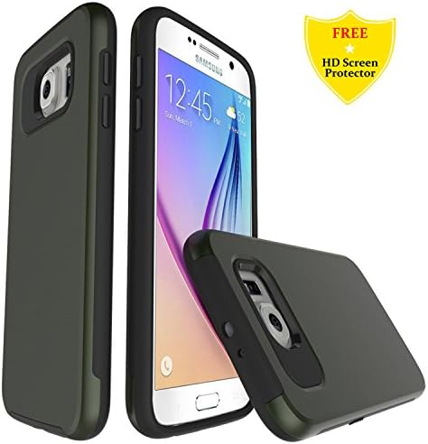 Galaxy S6 Case + Free HD Screen Protector,idatog® Rugged Heavy Duty Bumper Armor Case 360 Protective Shock-Absorption, High PC Back Cover, Soft Rubber TPU Bumper (TPU inside), Anti-Scratch case cover For Samsung Galaxy S6 (Green)