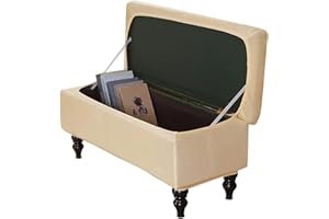 XGANGM Copri Pouf Poggiapiedi Elasticizzato Copri Ottomano Velluto Rettangolare Copertura per Cassapanca Contenitore Fodera Panca Poggiapiedi Pieghevole Per Camera Da Letto,Riceyellow,1Medium