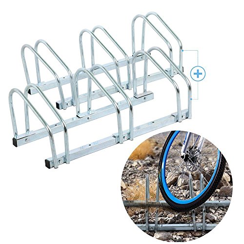 Yahee Fahrradständer für 2,3,4,5,6 Fahrräder Fahrrad Ständer Reihenparker Silber - 2