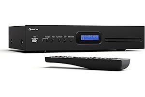 Auna Art22 Reproductor de CD Alta Fidelidad con Unidad de Ranura, Entrada USB, Reproducción CD-MP3, Mando a Distancia, Salidas Óptica & Coaxial – 130W – Negro