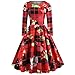 Produktbild Sasstaids Kleider Damen Weihnachten Karneval Kostüm Festlich Retro Cocktailkleid Abendkleid Verein Ballkleid Lang Ärmel Partykleid Faltenrock Kleid Rot