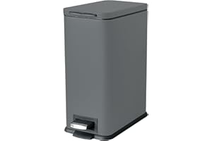JM ·YIPENG Bathroom Bin 10L, Small Bathroom Bin with Soft Close Lid,Slim Pedal Bin with Removable Inner Bucket for Home,Bathroom,Bedroom,and Office,Grey