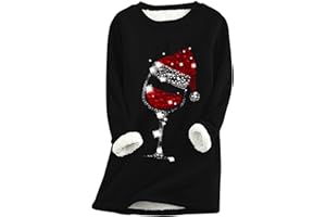 YMING Señorita Camiseta Navideña Cálido Suéter De Manga Larga Jersey De Felpa Sudadera con Cuello Redondo