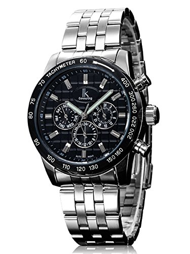 Alienwork IK mechanische Automatik Armbanduhr Multi-funktion Automatikuhr Uhr schwarz silber Metall 98542G-02 Alienwork IK mechanische Automatik Armbanduhr Multi-funktion Automatikuhr Uhr schwarz silber Metall 98542G-02
