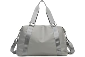 FANDARE Ultraleggero Borsone da Viaggio Borsa Palestra Borsa Sportivo Weekender Borsone Donna Uomo Grande Piscina Palestra Borsa a Spalla Grande Capacità Borsa da Viaggio Grigio