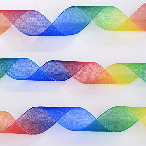 Shappy 50 Yard 1 Zoll Schimmer Sheer Organza Band, Regenbogen Farben - 7