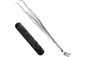 iJiZuo Pinzette per Rimuovere Zecche, 2 in 1 Pinza per Zecche, con Punta Curva in Acciaio Inox, Pinzetta Zecche per Esseri Umani, Cani, Gatti, Animali Domestici
