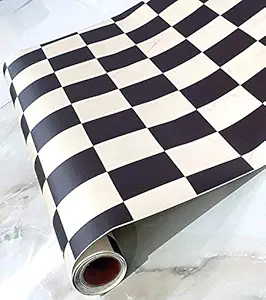 Decor Production Self Adhesive Checks Wallpaper Wall Sticker for Home Decor, Living Room, Bedroom, Hall, Kids Room, Play Room (PVC Vinyl, Water Proof 10 sq.ft)16x90 Inches Each Strip