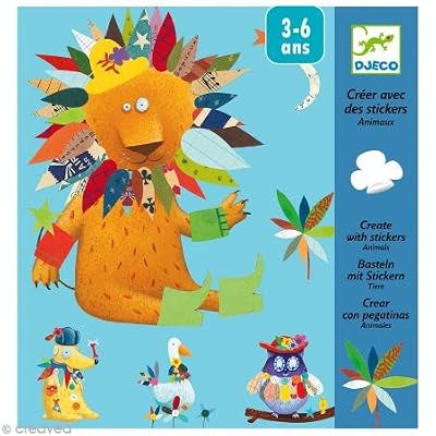 Djeco - Creer avec des Stickers - Animaux