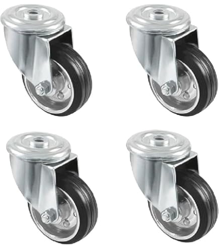 Amig - Pack De 4 Roulettes Pour Meubles Mod. 1500 - Avec Platine En Acier - Mesure : 50 Mm - Charge Maximale Par Roue : 50 Kg - Fabriquées Avec Nylon - Couleur Noir - Sans Frein
