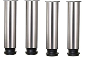 Drenky 4 szt. regulowanych nóg 200 mm wysokości, nogi do szafki, nogi stołowe, nogi meblowe, szczotkowana stal nierdzewna, regulowana wysokość 0-15 mm, w zestawie ze śrubami ze stali nierdzewnej