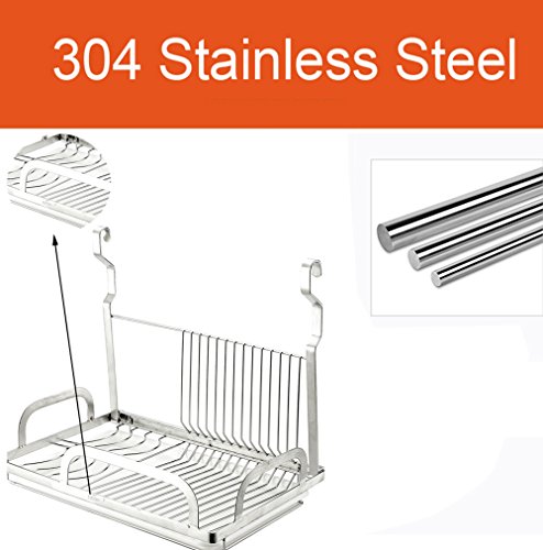 KuanGuang Küche Organisatore Wandmontage Edelstahl Geschirr Abtropf Regal Geschirrabtropfständer Geschirrabtropfkorb Geschirr Abtropfkorb Geschirrkorb - 8