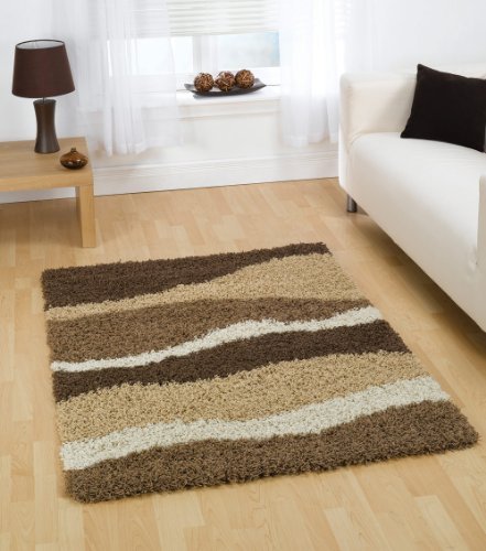 Large Quality Shaggy Rug in Brown Beige 160 x 230 cm (5'3