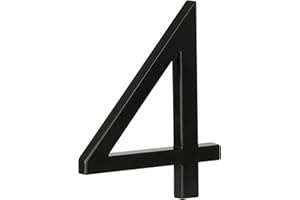 HASWARE Numéro de maison flottant 5" (12 cm) pour extérieur – Plaque d’adresse moderne en alliage de zinc pour jardin, rue et boîte aux lettres (4, Noir)