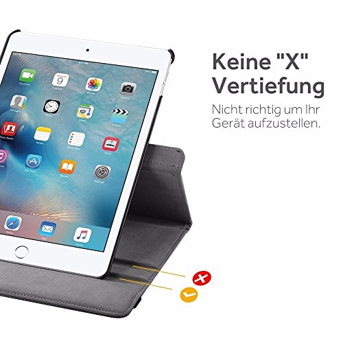 EasyAcc 360 Grad Drehung Schutzhülle für iPad 9.7 2017 Flip Case Book Cover Hüllen Ledertasche lederhülle mit Standfunktion / Auto Sleep – PU Leder, Schwarz, Protector (Schawz – 360 Grad Drehung) - 4