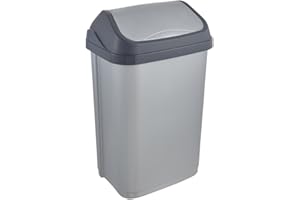 keeeper Cubo de Basura con Tapa Basculante, 25 l, Swantje, Plateado