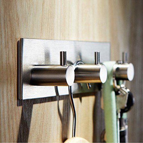 KES Selbstklebend Handtuchhaken Kleiderhaken Wandhaken, Stahl, Gebürsteter A7060H3 - 4