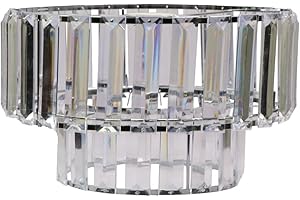 Chi-buy Shiny Beads Pendant Light Shade & Ceiling Lamp Shade Modern Polished Chrome & Acrylic Clear Beads Interwoven Ring Accessories-Double Layer Metal Ceiling LampShade for Bedroom Room Living Room