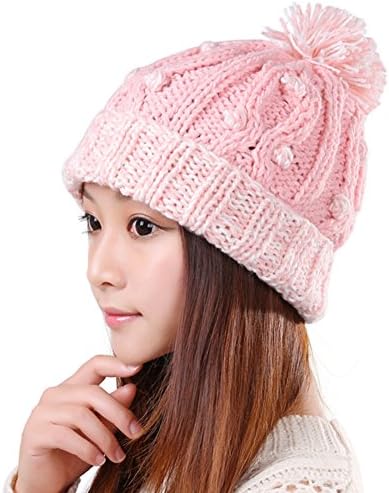 JIANCHIJY Korean Women's Wool Hat Ms. Warm Hat Cute Ball Hat Fashion Knitted Hat-B One Size