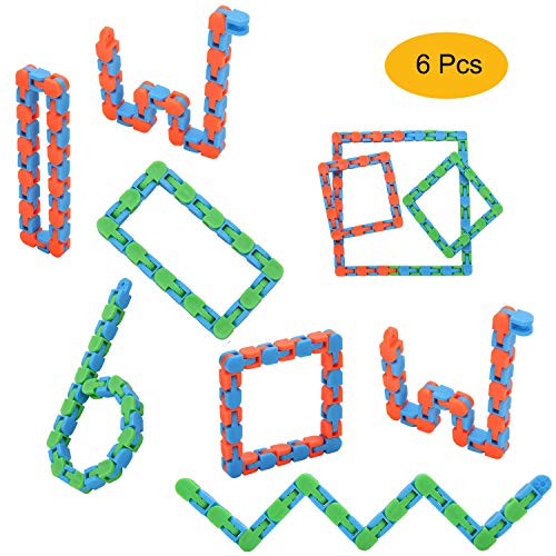 ZYX 6-Pack Wacky Tracks Snap- Click Finger Fidget Toys- Sensory Gadget Puzzle DIY Toys for Kids and Adult