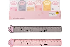 OUDQFCJ 2 pièces Règle Meow Ruler, regle 15 cm, regle legami, legami chat, pour mesurer, souligner et tracer des lignes nettes et précises, règle en forme de patte de chat, en plastique (15 cm)