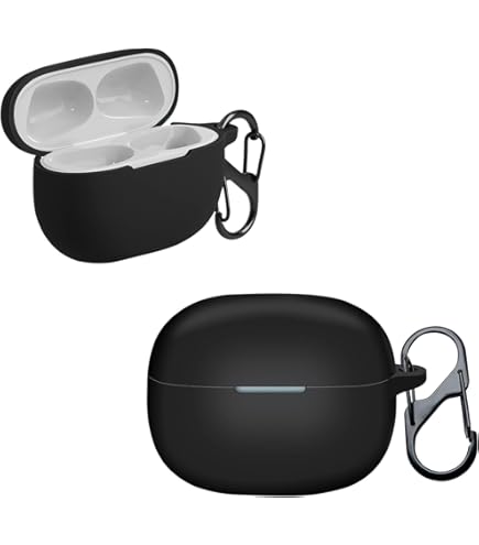 CONAPIKA Funda Para Redmi Buds 5, Ultra Fina Silicona Suave Anti-Choque Protective Carcasa Con Mosquetón, Negro