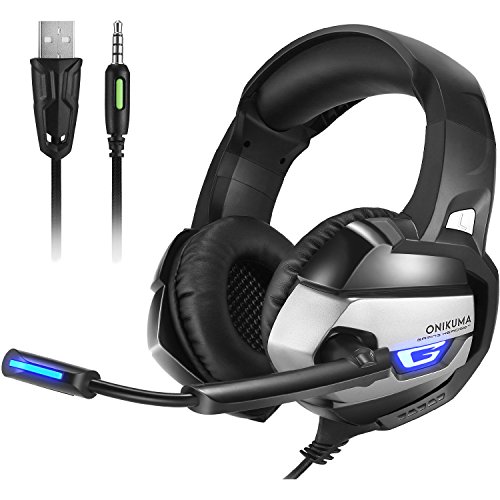 Onikuma Casque de jeu PC pour PS4 Nouveau XBOX One 3.5mm Bruit supra-aural filaire antibruit USB stéréo Casque avec contrôle du volume micro pour ordinateur portable Mac PlayStation 4