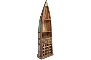 MASSIVMOEBEL24.DE Nature of Spirit #120 Mobile Bar in Legno Riciclato - Laccato/Multicolore 58x45x204