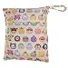 Cute Cartoon Two Zipper Pockets Waterproof Reusable Baby Cloth Diaper Nappy Wet Dry Storage Bag Tote