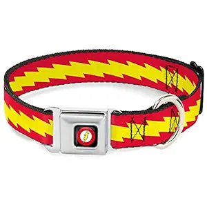 Buckle Down Seatbelt Buckle Dog Collar - The Flash Bolt Stripe Red/Yellow - 1
