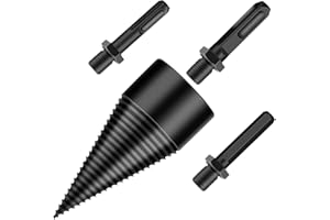 Ruolin Spaccalegna Cono di legno, 42mm Spaccalegna per Uso Domestico, Spaccalegna elettrico, Punta Spaccalegna per Trapano, Trapano a Gradini Spaccalegna con 3 Manici per Trapano