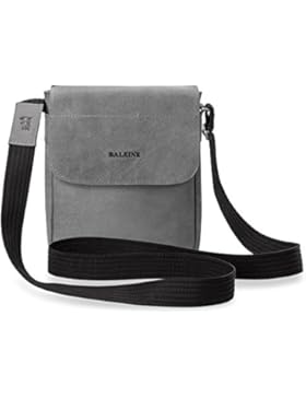 Herren – Schultertasche BALEINE City – Tasche Messengertasche mit Klappe Naturleder grau