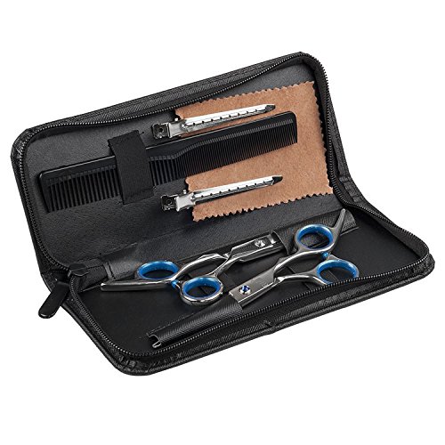 Haarscheren set ,ELFINA 2 set Salon professionelle Friseur Haare schneiden dünner Haarschere und scharf Friseurschere 6 Zoll Blau - 3