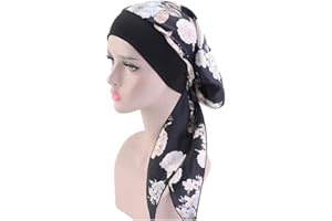 JUHONNZ Turbante de Quimioterapia para Mujer,Pañuelo la Cabeza Cancer Gorro de Turbante de Algodón Elástica Bufanda de La Cabeza para Càncer Bufanda de Satén para Cabeza Diadema
