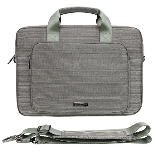 Laptophülle | Evecase 15.6 Zoll Universal Neoprene Gepolsterte Notebook Briefcase Laptop Schutzhülle mit Anzug-Gewebe / Ablösbaren Träger / Handgriff / Frontfach / Zubehörfächer für Lenovo Asus Acer HP – Grau - 2
