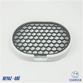 Modern &Ccedil;ift Renkli Katı Sabunluk - Su Tahliyeli ve Izgaralı Tasarım (9x12 cm) (Beyaz-Gri)