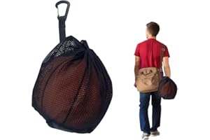 Naisfei Sac en Maille Filet, Grand Capacité Sac de Ballon Réutilisable pour Basketball, Volleyball et Football, Noire