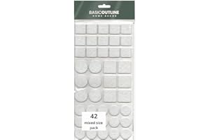 BASIC OUTLINE White Felt Furniture Pads Floor Protectors Felt pads for furniture feet Chair Pads Mixed Sizes (white, 42)