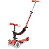 Micro Mini2Grow Deluxe Magic Led 3 Tekerlekli Scooter Kırmızı, 12 Aylıktan 6 Yaşına Kadar, Led Işıklı Tekerlekler ve Ebeveyn 