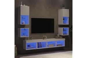 ZEYUAN 8-TLG. Wohnwand mit LED-Beleuchtung Weiß Holzwerkstoff, Wohnwand Wohnzimmer, Wohnzimmer Möbel, Schrankwand Wohnzimmer, Tv Möbel, Anbauwand Wohnzimmer - 3216590