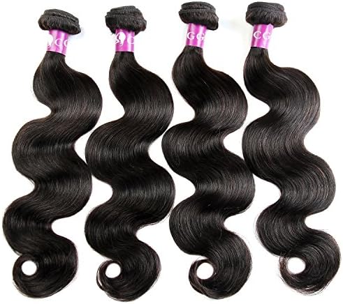CGG Brazilian Virgin Hair Body Wave Human Hair Bundles Unprocessed Brazilian Body Wave Hair Extensions Natural Color (20" 22" 24" 26")