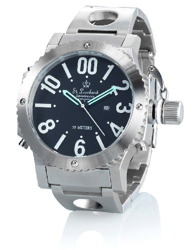 St. Leonhard Wasserdichte Oversize-Quarz-Armbanduhr aus Edelstahl (5 atm) St. Leonhard Wasserdichte Oversize-Quarz-Armbanduhr aus Edelstahl (5 atm)