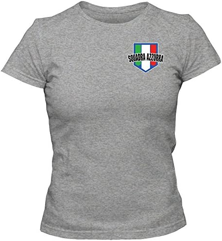 Italy EC 2016#9 T-Shirt | Women | Squadra Azzura | Football Vs. Soccer | Women | gli Azzurri | Jersey | National Team, Colour:Grey Basic (Heather Grey Melange);Size:Large
