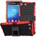 Produktbild Nnopbeclik Sony Xperia M5 Hülle, Dual Layer Rugged Armor stoßfest Handy Schutzhülle Silikon Tasche für Sony Xperia M5 - Rot + 1x Display Schutzfolie Folie