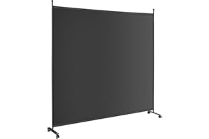 COSTWAY Separé Divisorio Singolo 184 x 184 CM, Paravento da Interno ed Esterno con Ruote Bloccabili, Pannello Divisorio per Ambienti Interni Portatile da Soggiorno Camera da Letto e Ufficio (Nero)