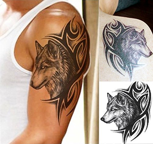 Body Art Temporary Removable Tattoo Stickers Wolf LHX-36 Sticker Tattoo - FashionLife